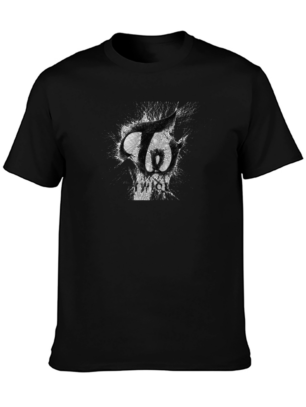 Black T-Shirt with Abstract Graphic Print