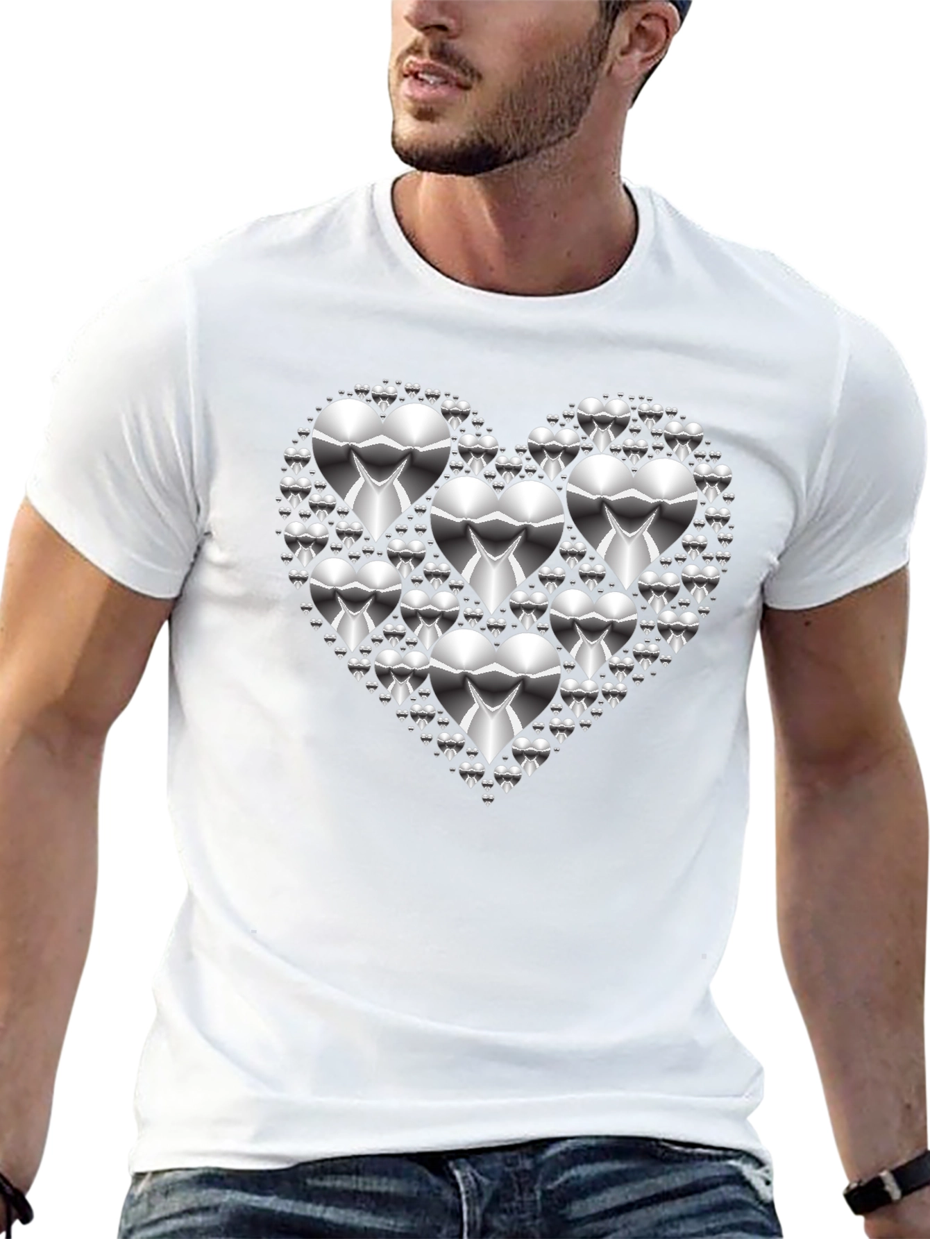 Heart of Hearts Graphic Tee - Silver Design