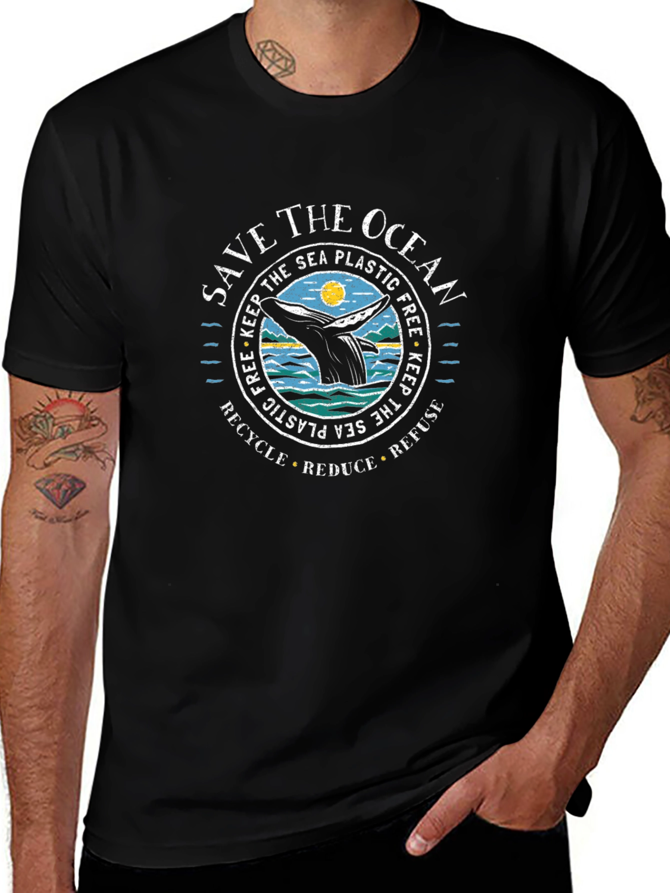 Save the Ocean Whale Graphic Tee - Recycle Reduce Refuse