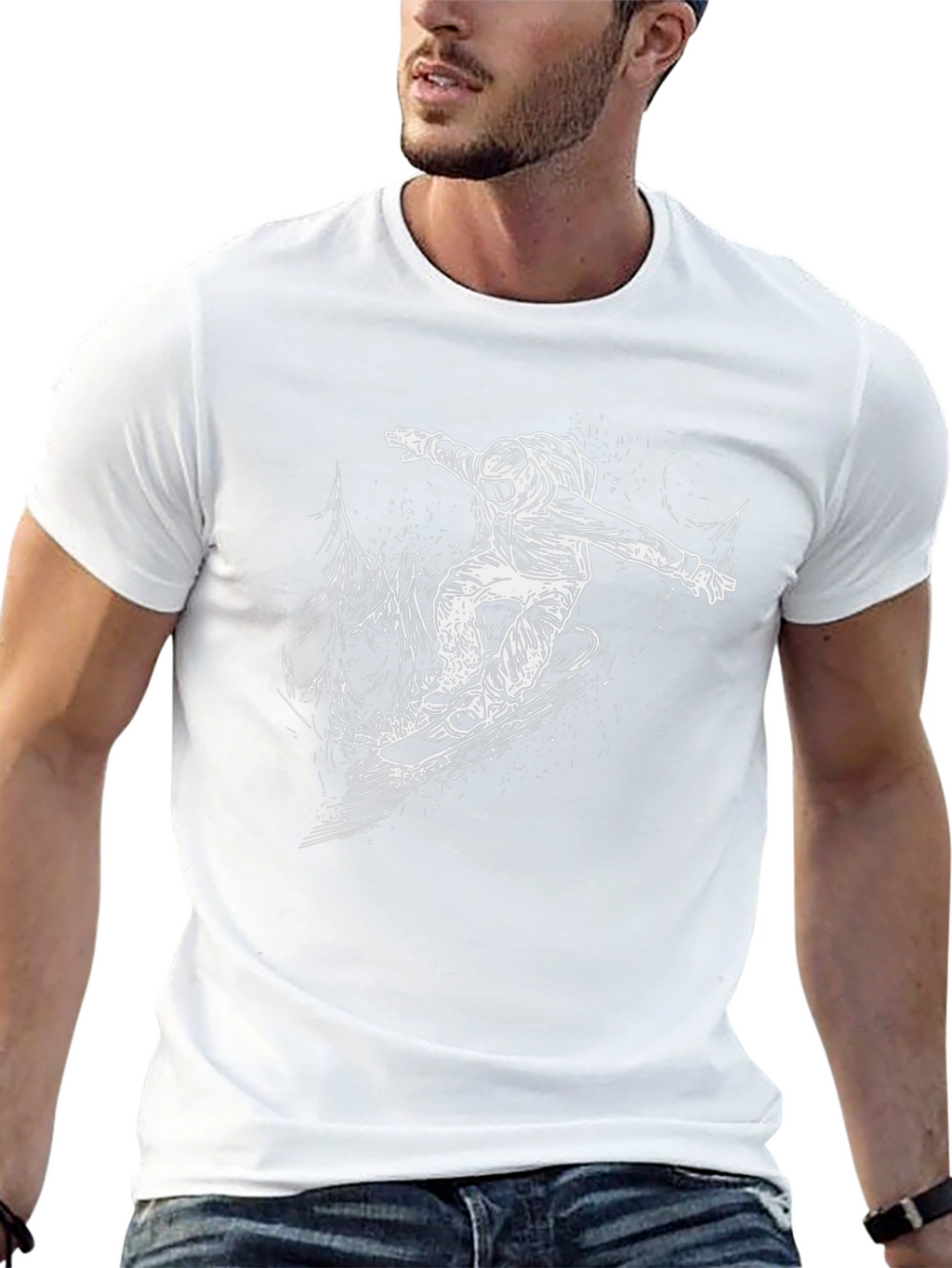 Snowboarder Graphic Tee - Black Cotton T-Shirt