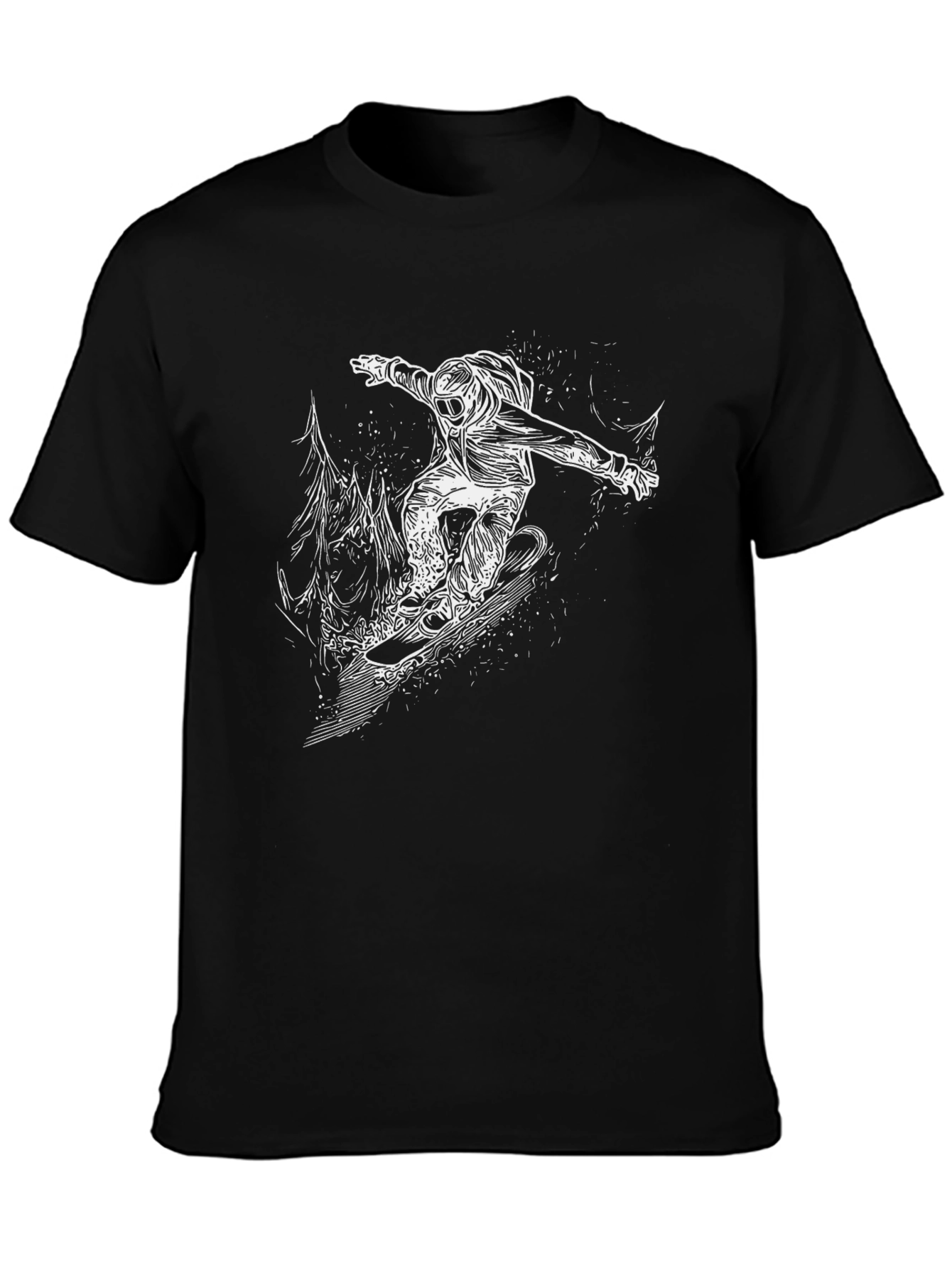 Snowboarder Graphic Tee - Black Cotton T-Shirt
