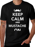 Keep Calm Mustache On Black T-Shirt