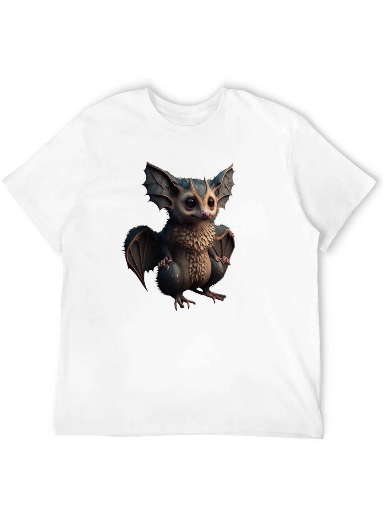 Cute Cartoon Bat Graphic Tee - Black