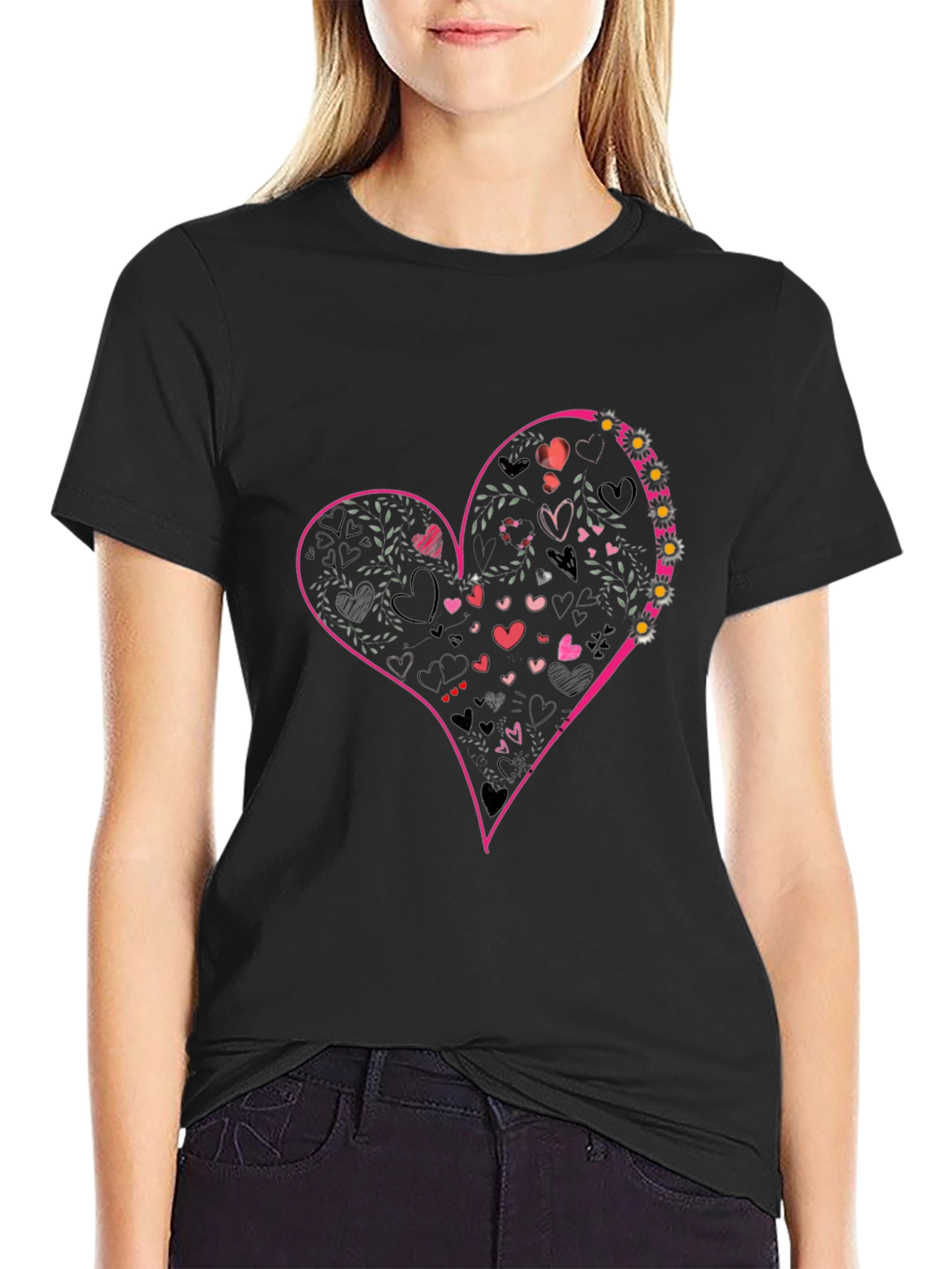Heart Graphic Tee - Black Casual Shirt