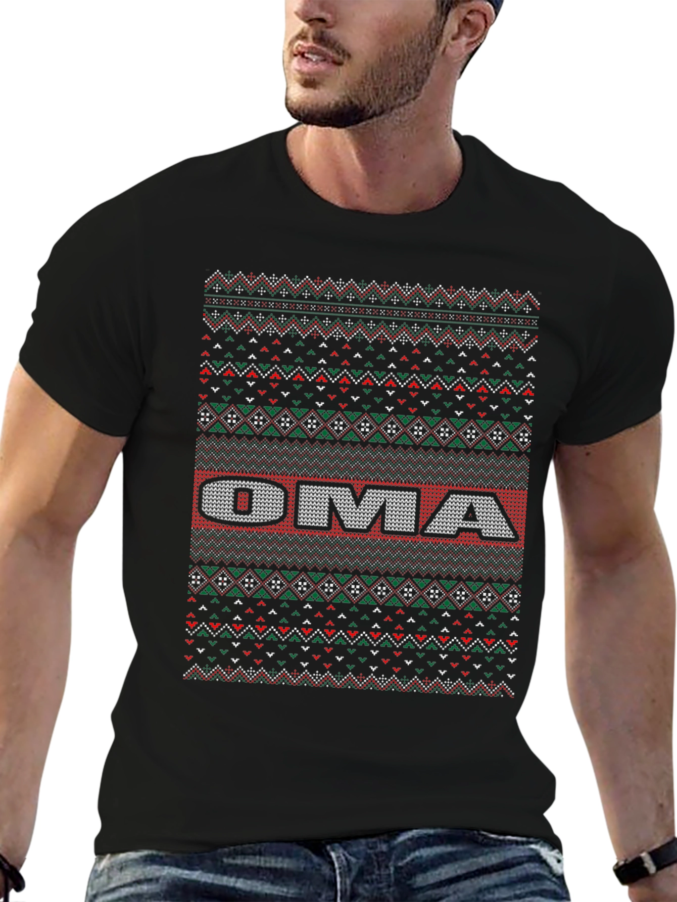 Oma Ugly Christmas Sweater T-Shirt - Festive Holiday Tee
