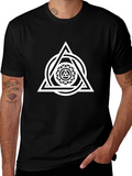 Geometric Triangle Circle Graphic Black T-Shirt