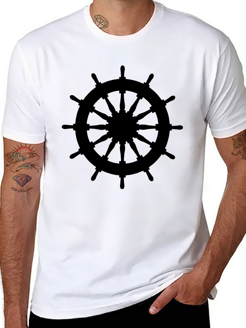 Nautical Wheel Graphic Tee - Classic Black T-Shirt
