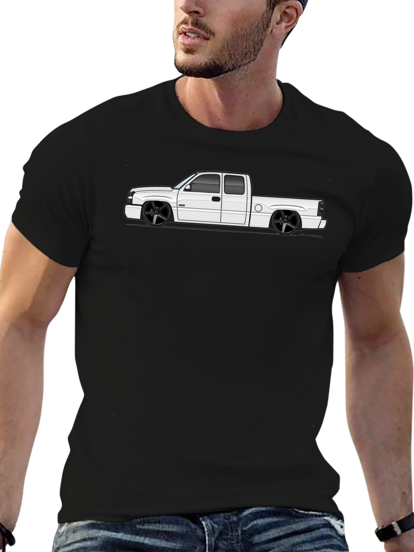 Slammed Truck Graphic Tee - Black Cotton T-Shirt