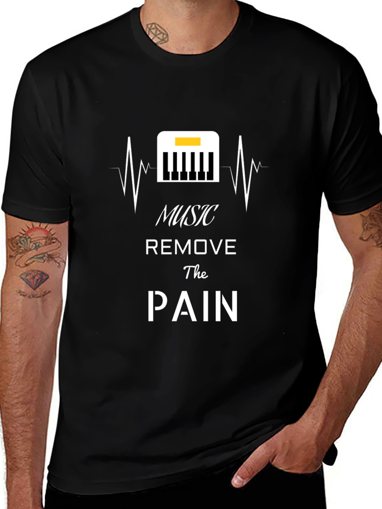 Music Removes Pain Black T-Shirt