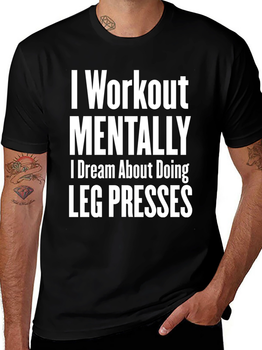 Workout Mentally Leg Press Black Tee