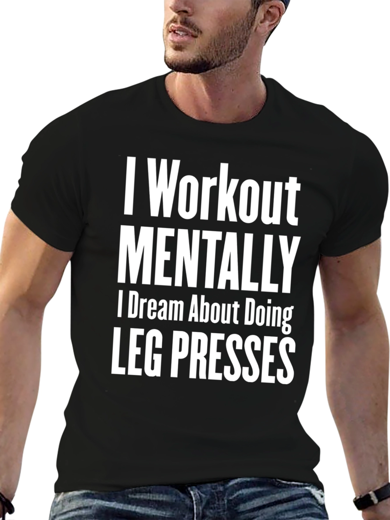Workout Mentally Leg Press Black Tee
