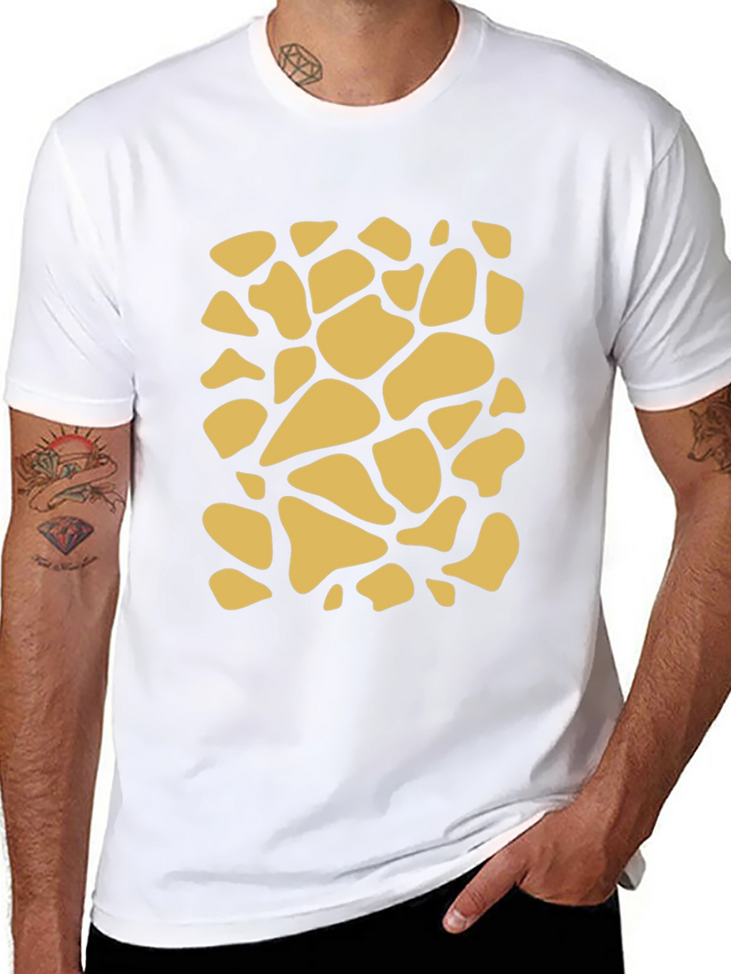 Unique Giraffe Print Black T-Shirt
