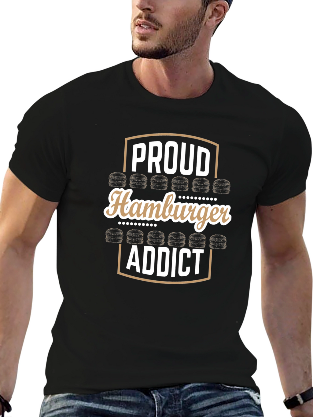 Proud Hamburger Addict Black T-Shirt