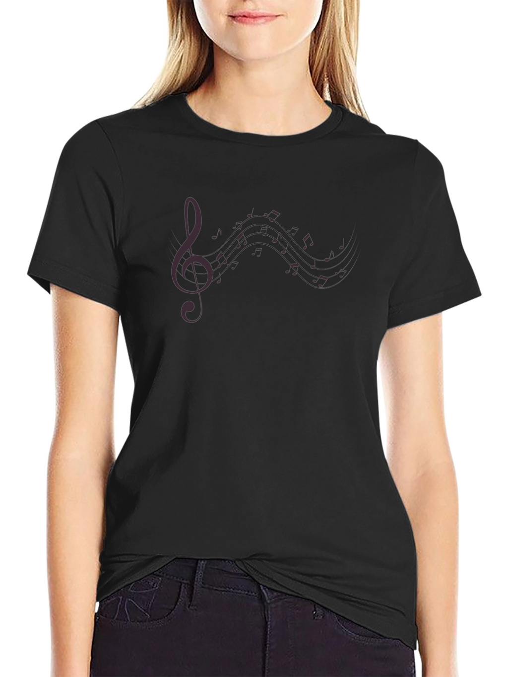 Mens Black Music Note Graphic Tee