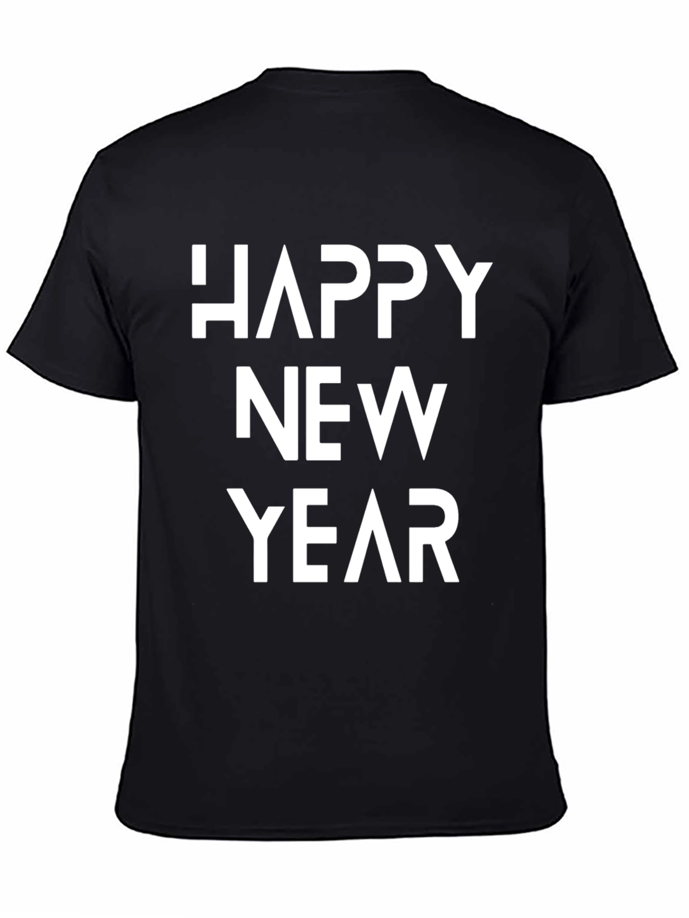 Happy New Year Black Graphic Tee Shirt