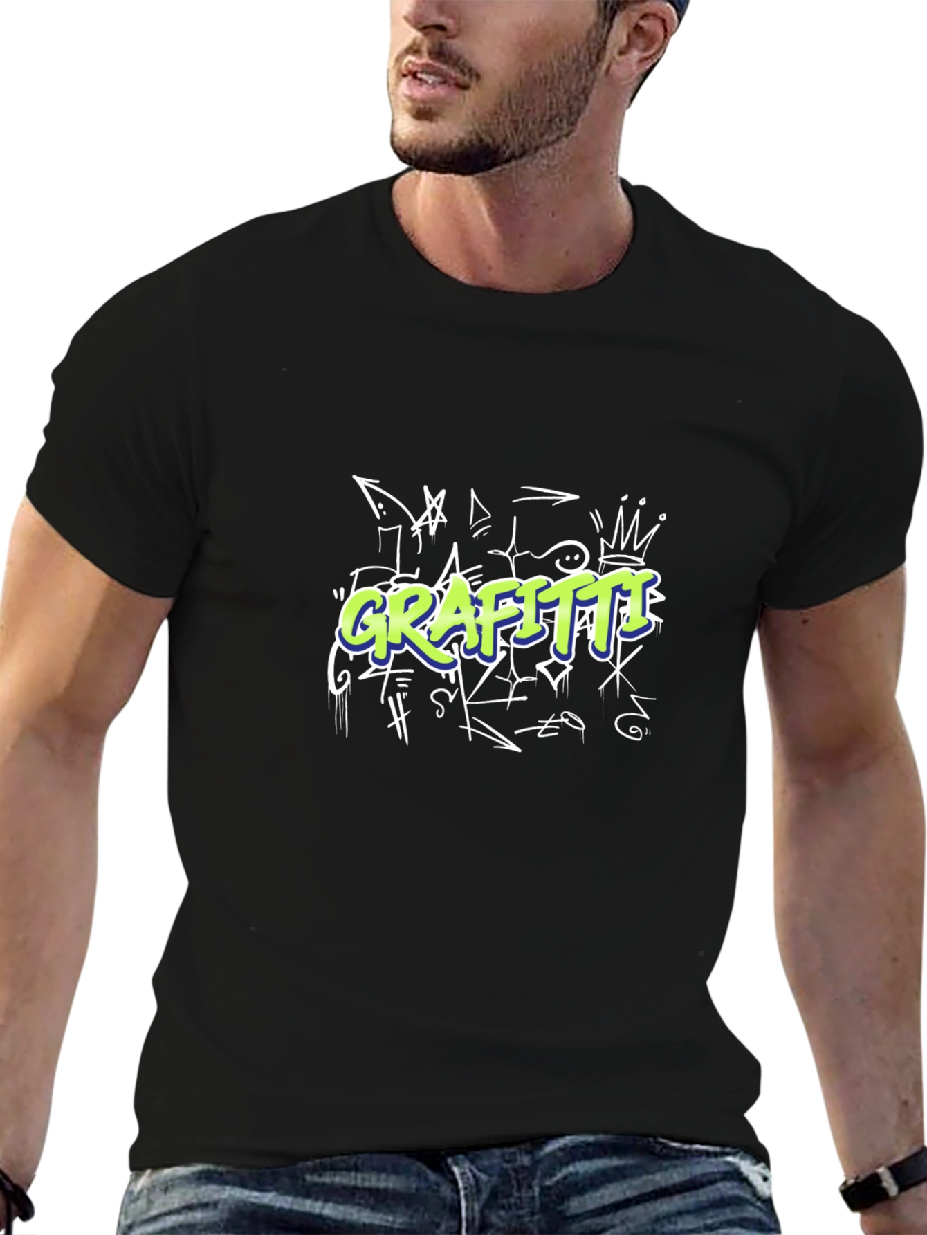 Graffiti Style Graphic Black T-Shirt