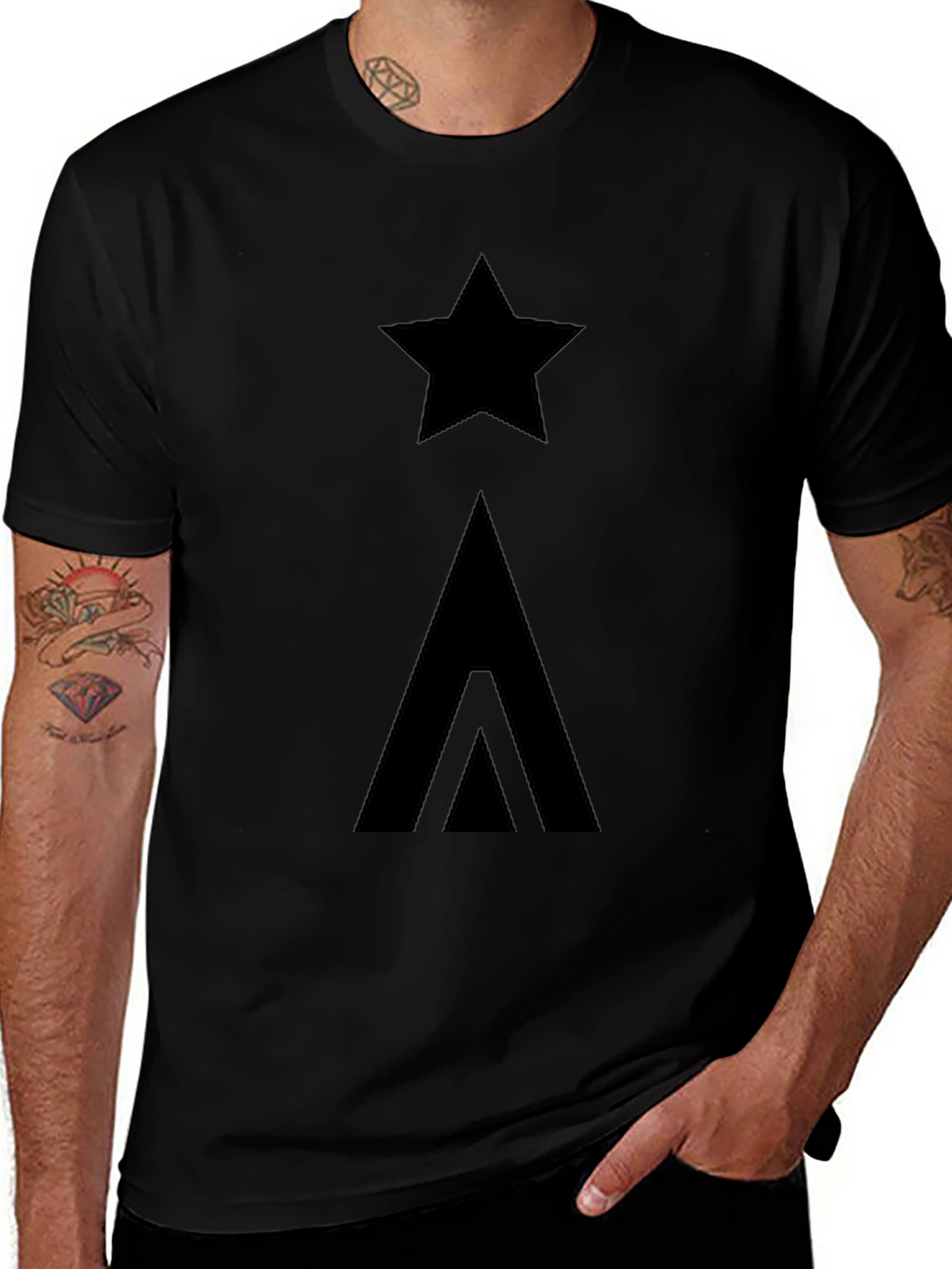 Star & Arrow Graphic Black T-Shirt