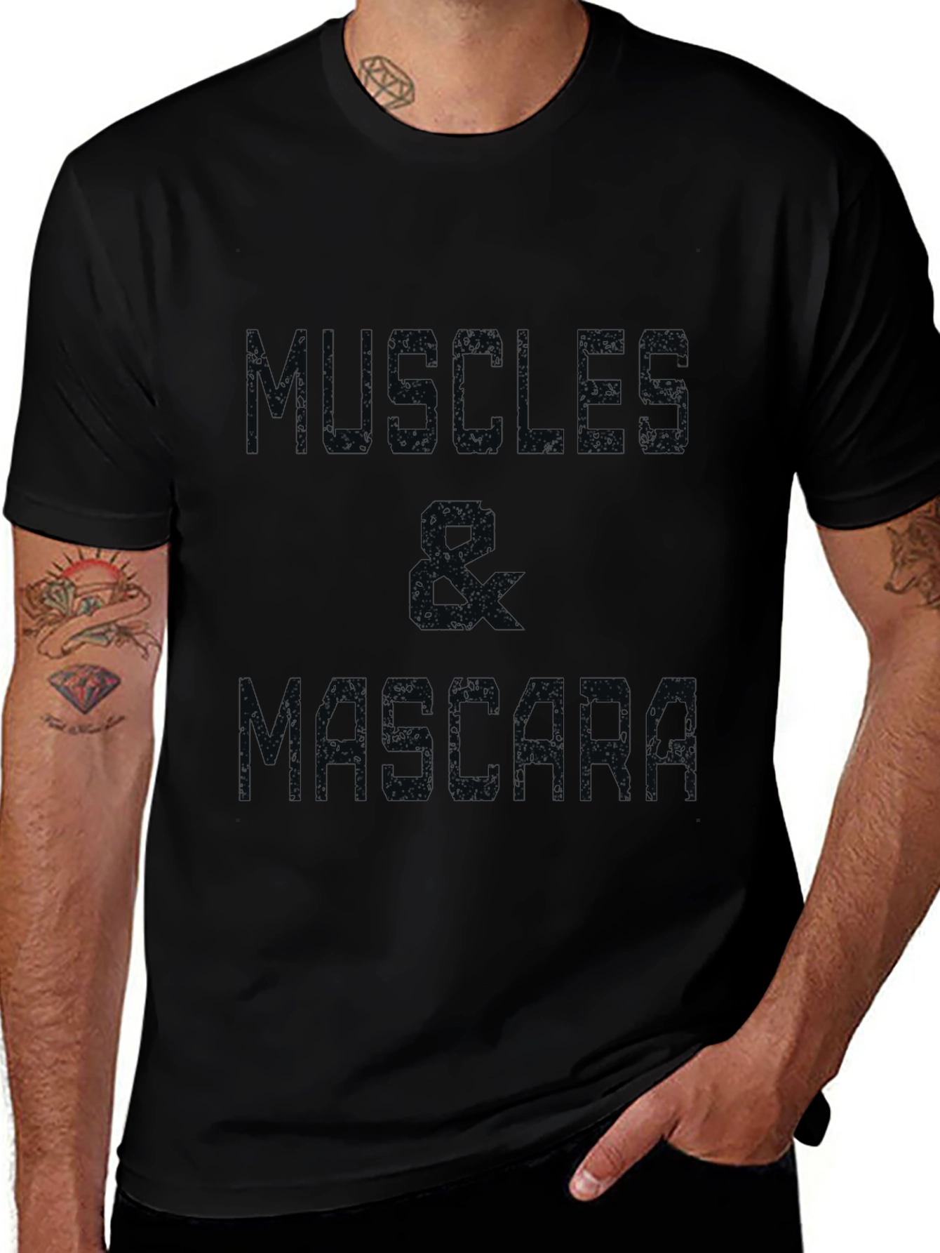 Muscle & Mascara Graphic Tee - Black Cotton T-Shirt