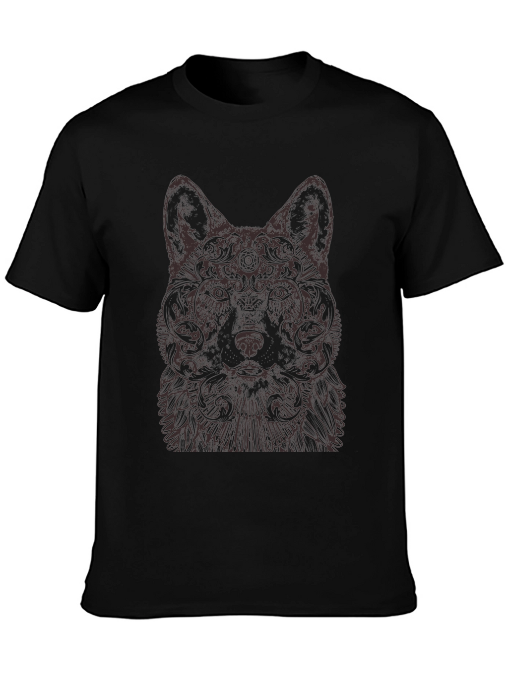 Wolf Art Graphic Print Crew Neck T-Shirt