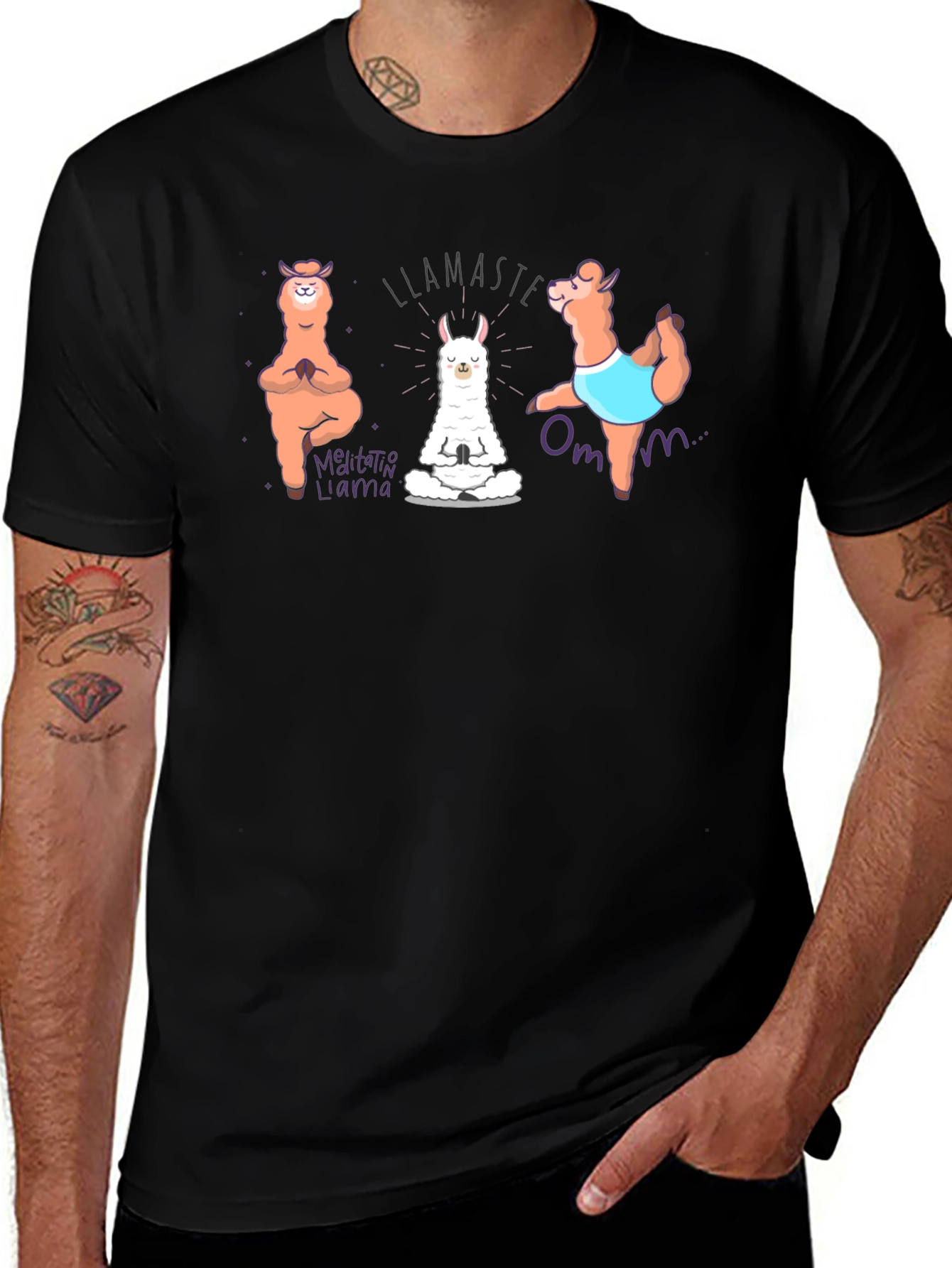 Llamaste Meditation Llama Black T-Shirt