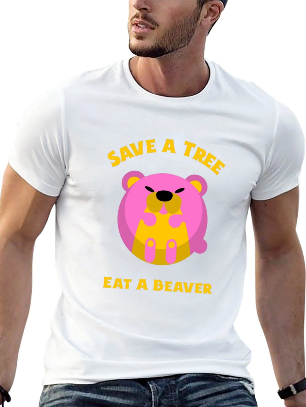 Save a Tree Eat a Beaver Funny Graphic T-Shirt