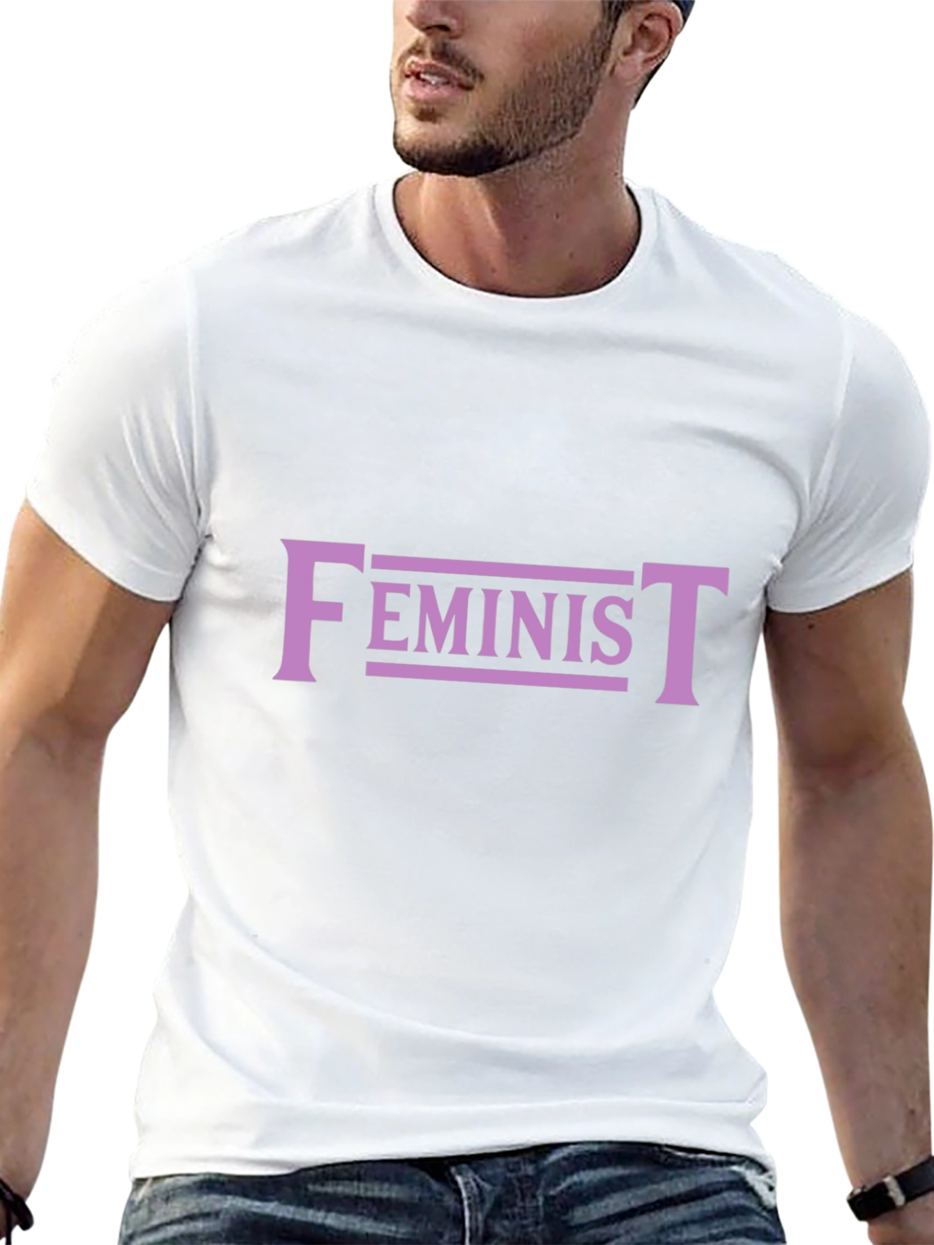 Feminist Graphic Tee - Black Cotton Blend T-Shirt