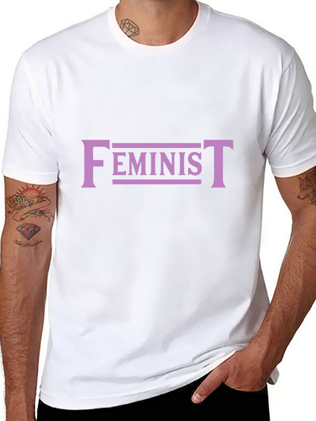 Feminist Graphic Tee - Black Cotton Blend T-Shirt