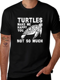 Turtle Graphic Print Crew Neck T-Shirt - Black