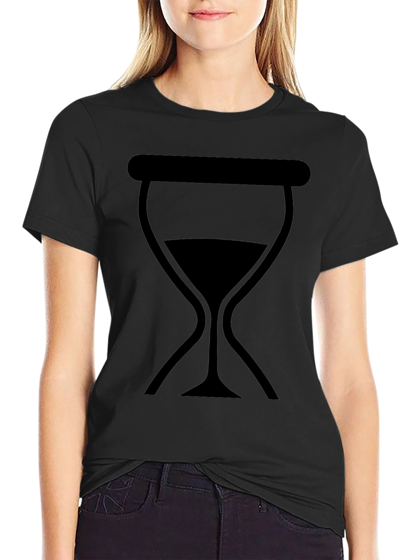 Mens Black T-Shirt with Hourglass Graphic