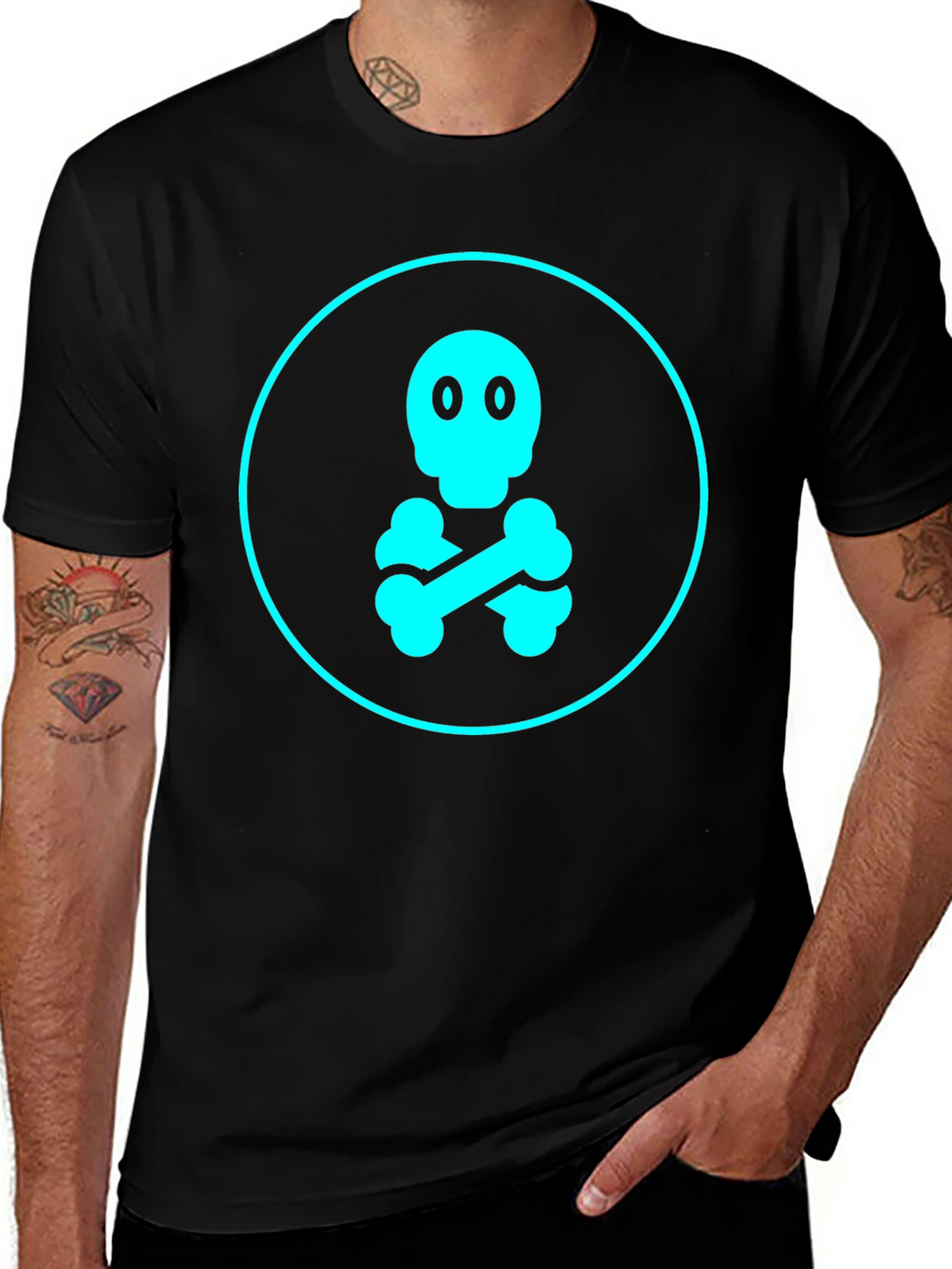 Skull & Crossbones Graphic Tee - Black