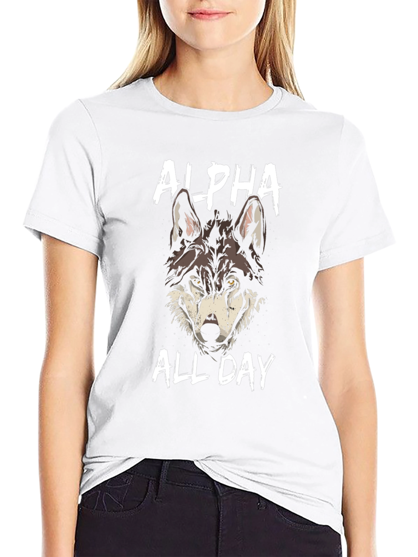 Alpha Wolf Graphic T-Shirt - Black Cotton Tee