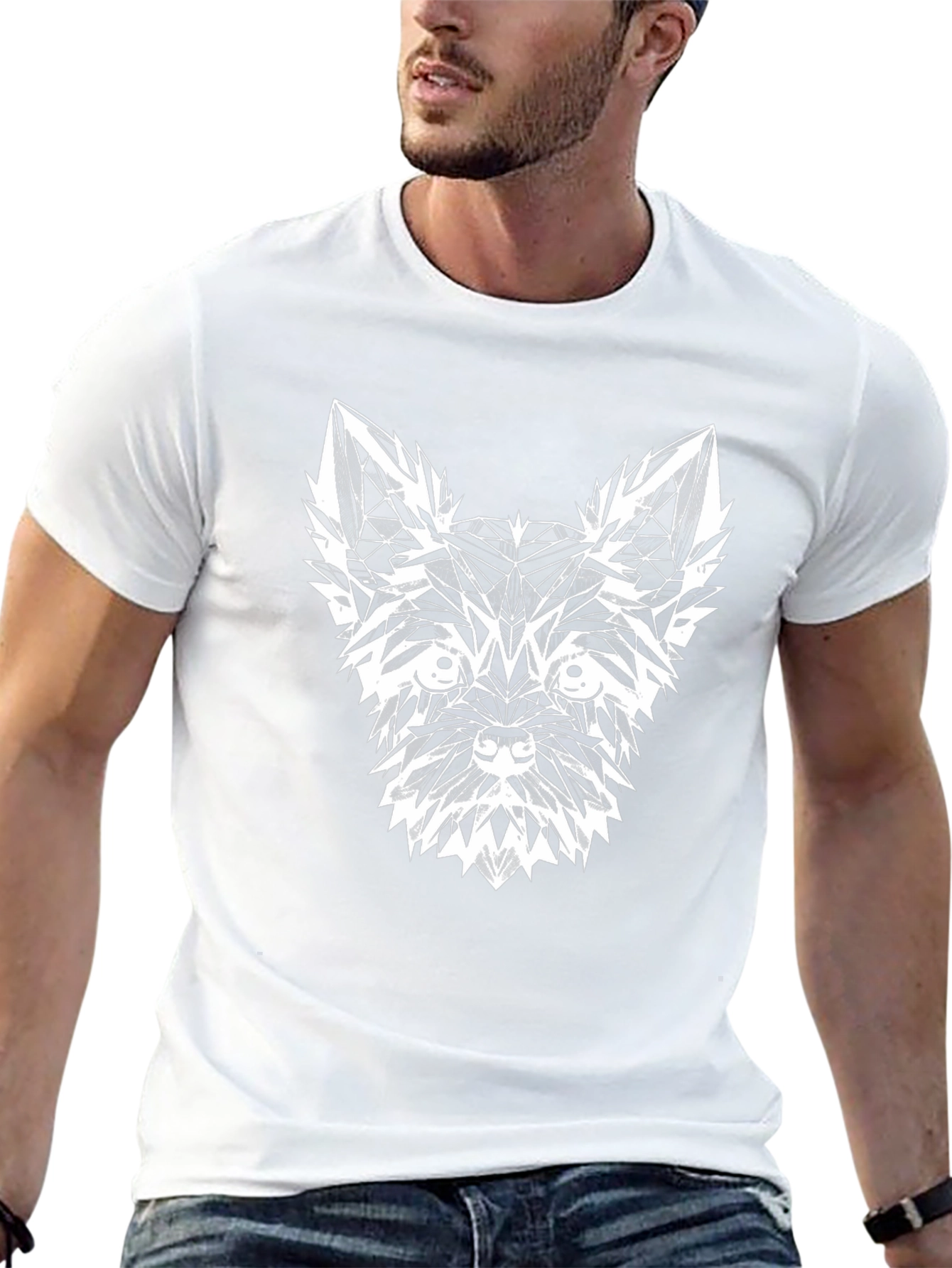 Geometric Dog Graphic Tee - Modern Black T-Shirt