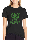 Eco-Friendly Save the Planet Graphic Black T-Shirt