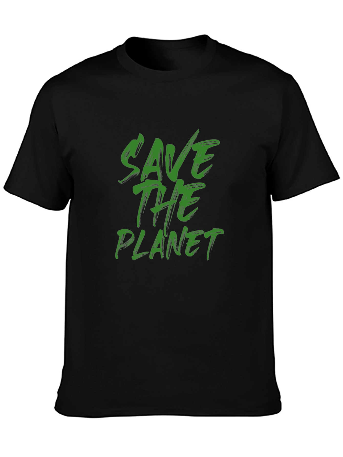 Eco-Friendly Save the Planet Graphic Black T-Shirt