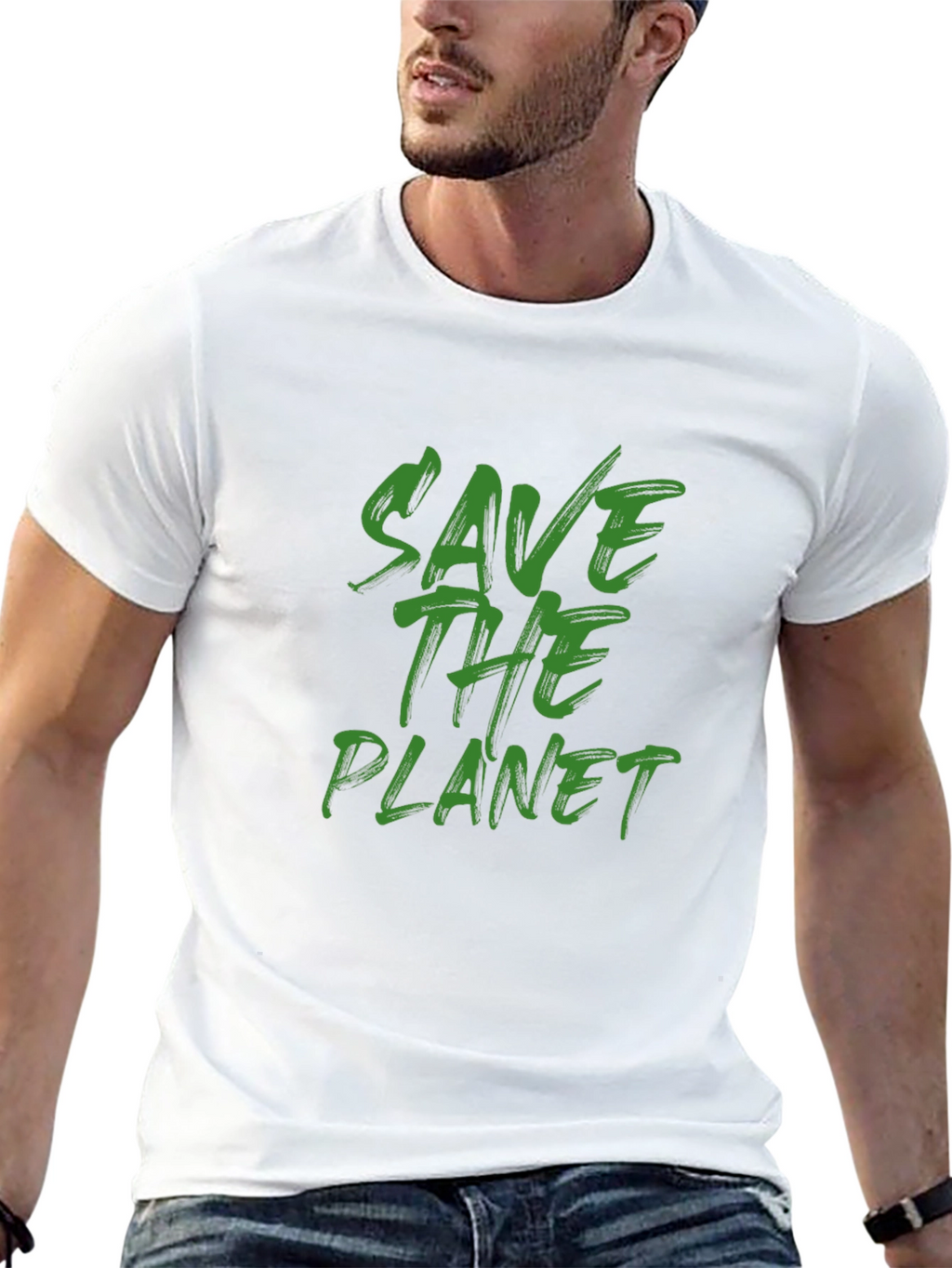 Eco-Friendly Save the Planet Graphic Black T-Shirt