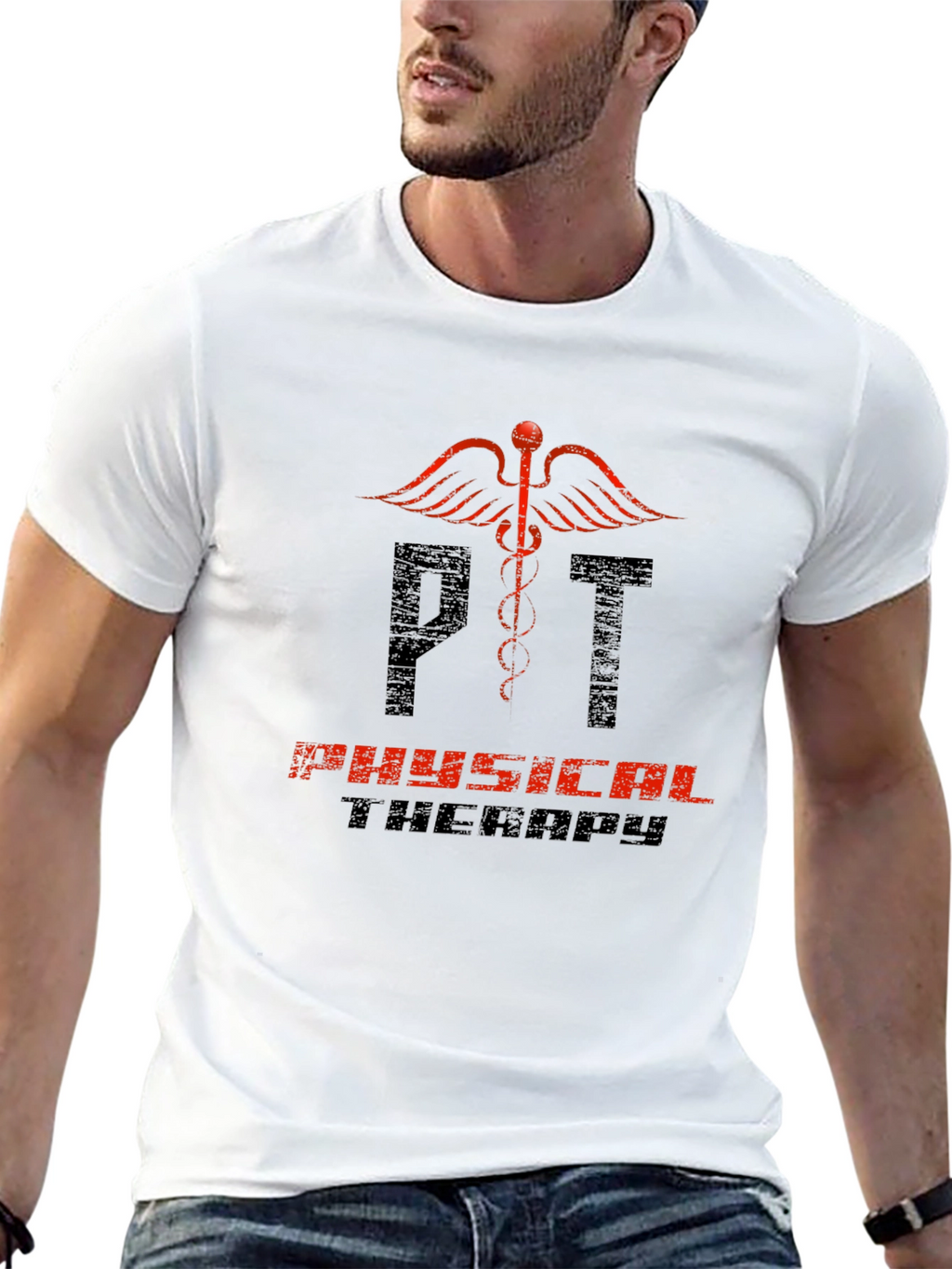 PT Physical Therapy Caduceus Black T-Shirt