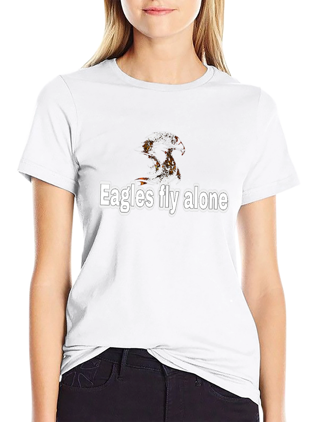 Eagles Fly Alone Graphic Black T-Shirt