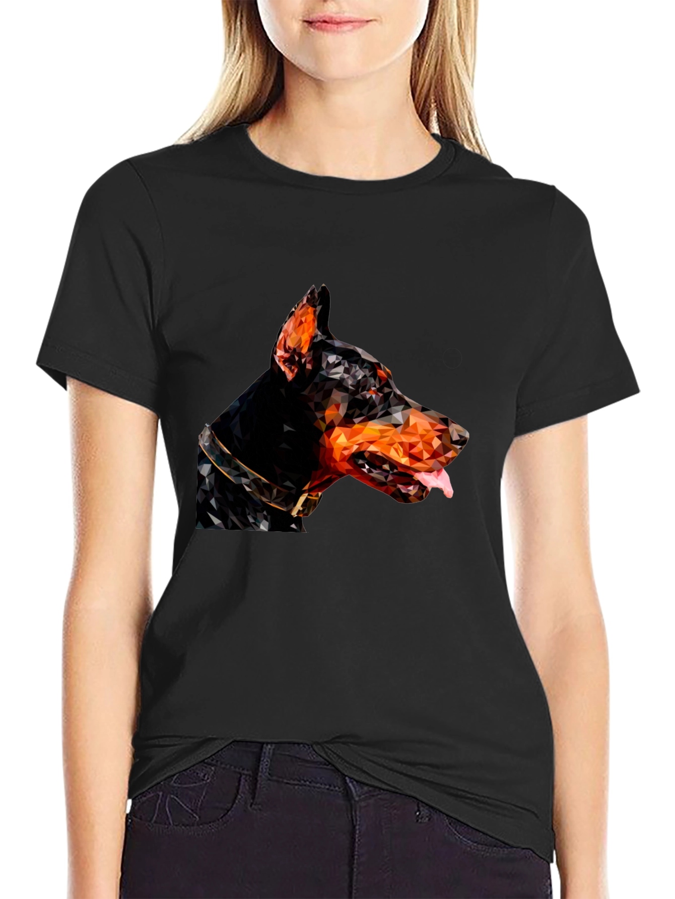 Doberman Geometric T-Shirt - Black
