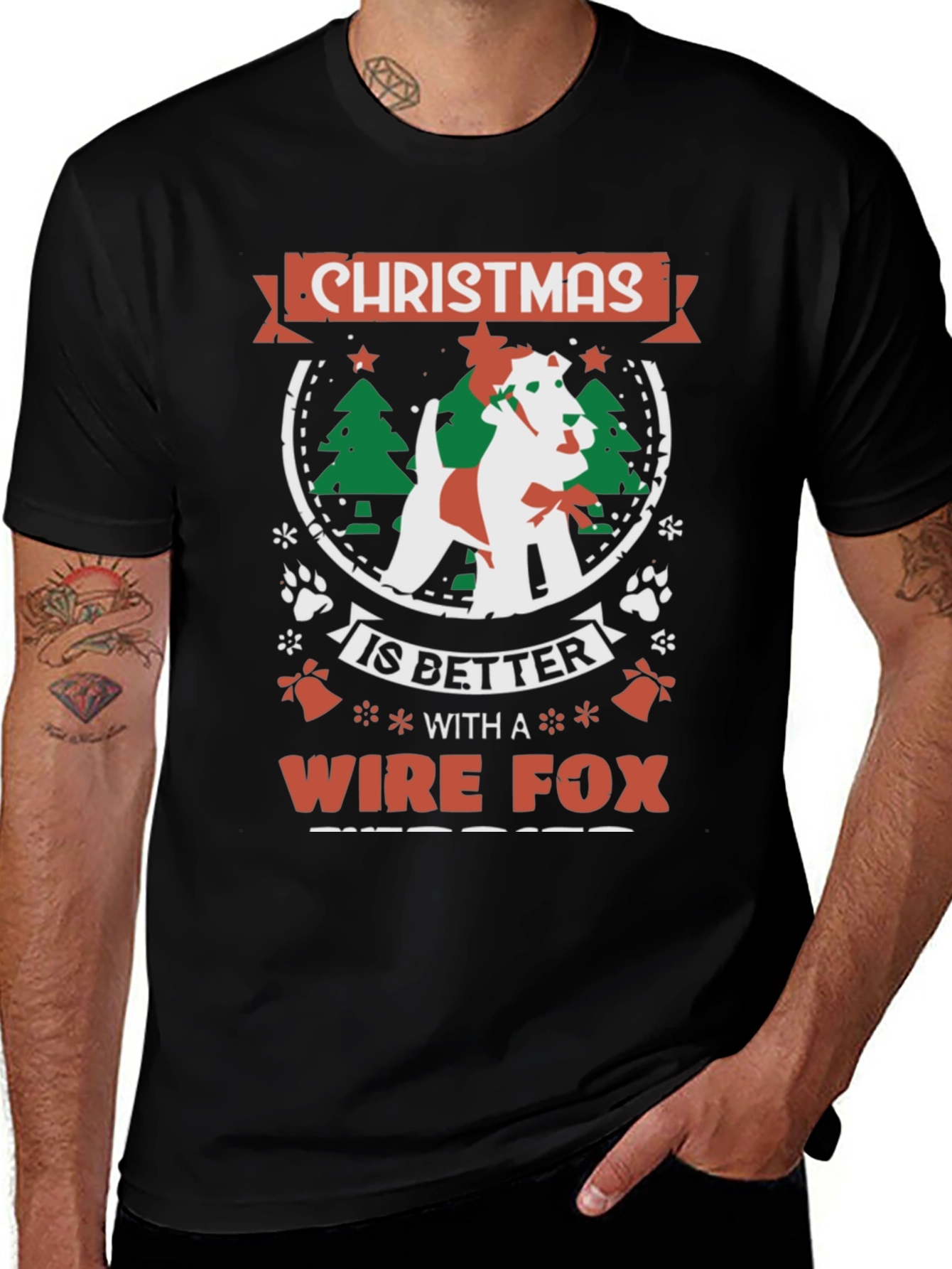 Christmas Wire Fox Terrier Dog T-Shirt
