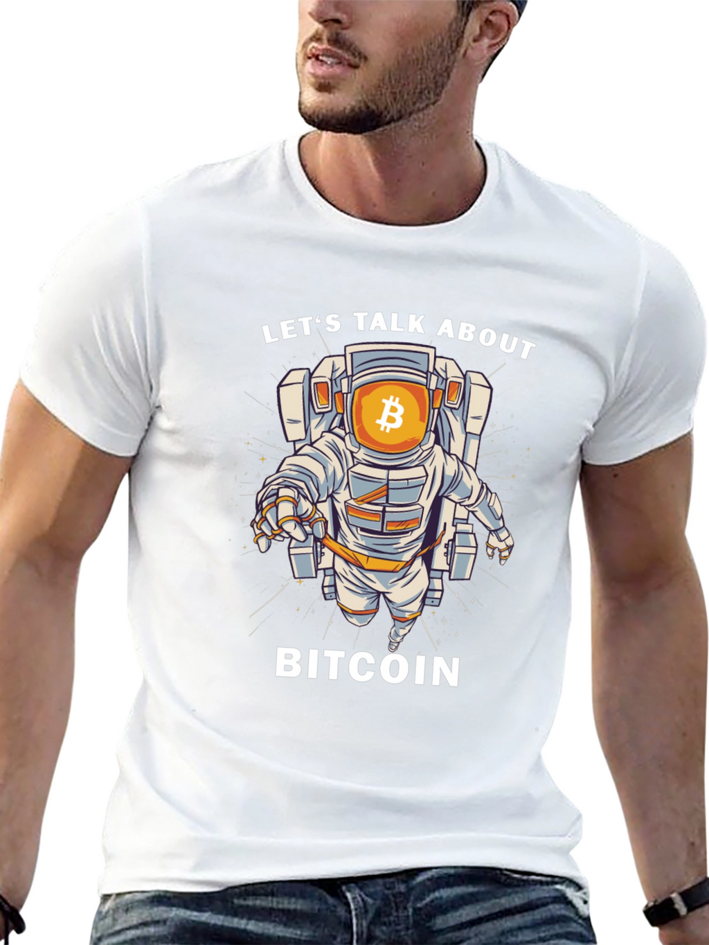 Bitcoin Astronaut Graphic T-Shirt - Crypto Space Tee