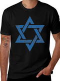 Distressed Star of David Graphic Tee - Black