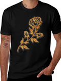 Golden Rose Embossed Graphic T-Shirt