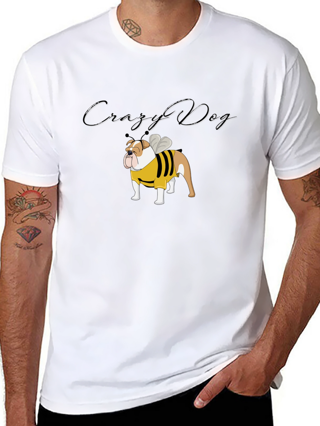 Crazy Dog Bulldog Bee T-Shirt