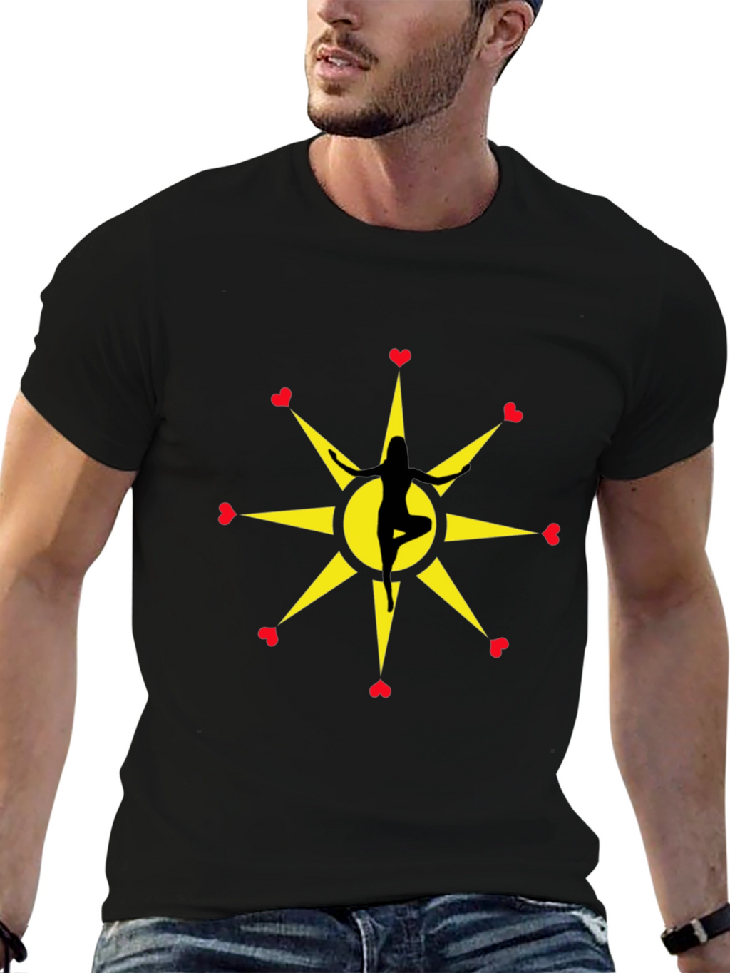 Yoga Love Starburst Black T-Shirt