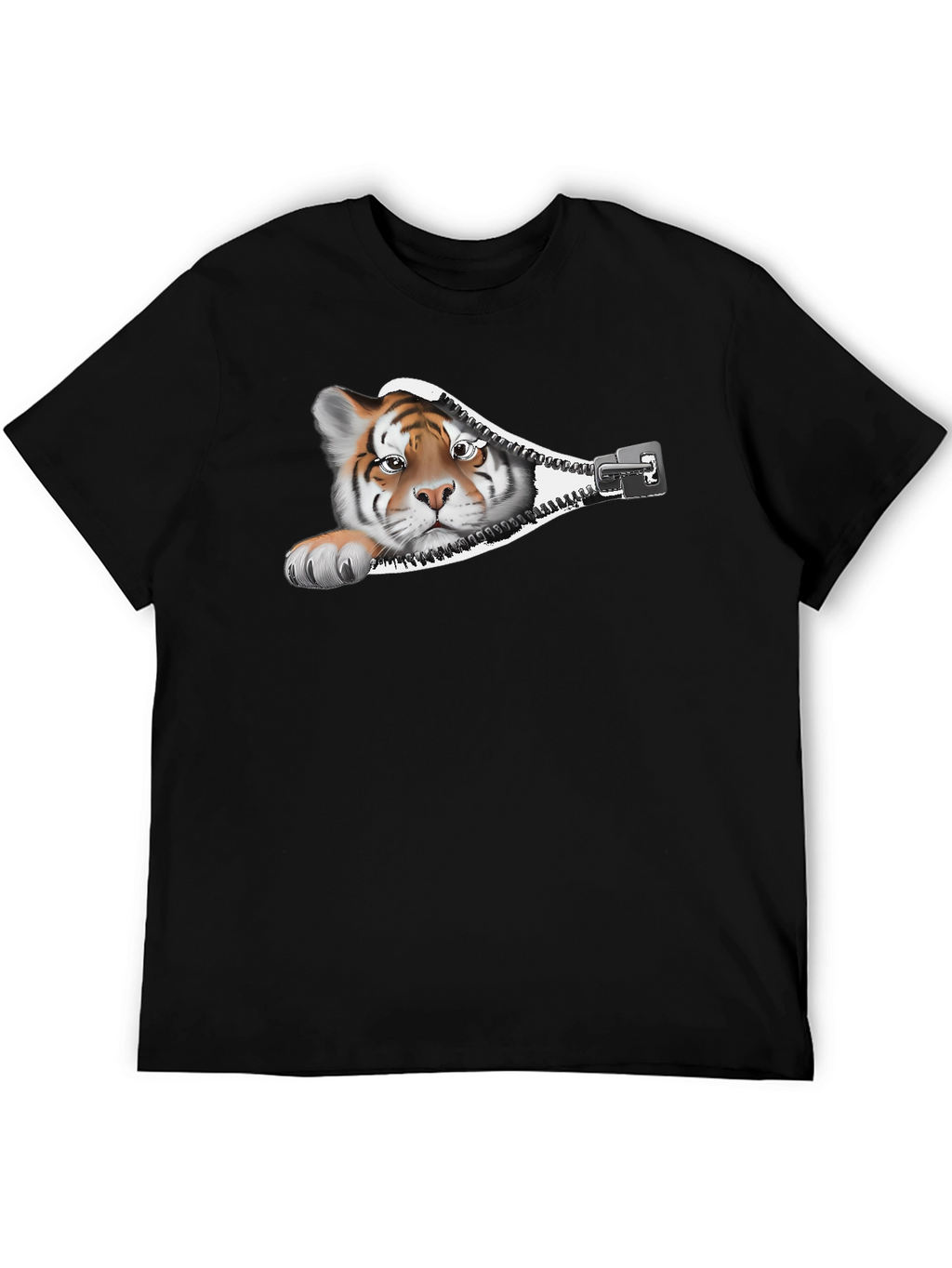 Tiger Zipper Graphic Print T-Shirt