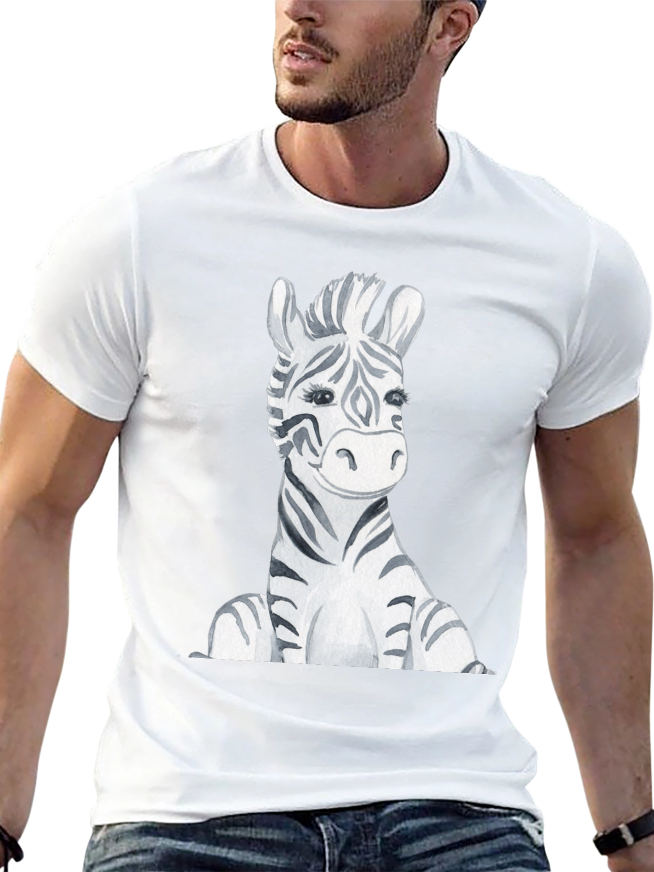 Zebra Graphic Print Black T-Shirt