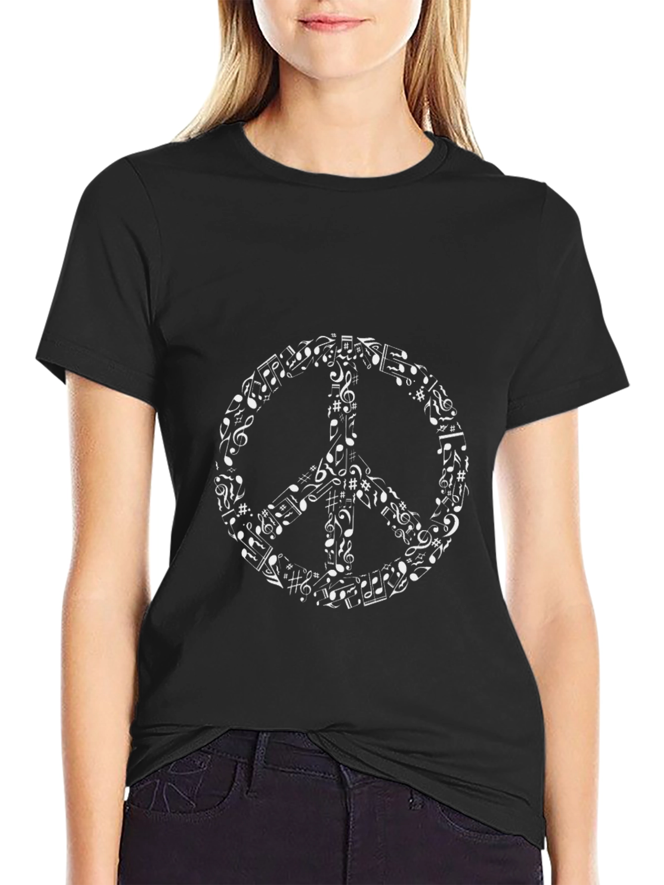 Musical Peace Sign Black T-Shirt