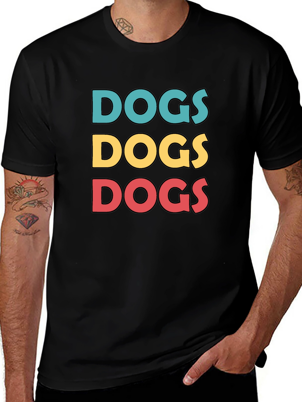 Dogs Graphic Print Crew Neck T-Shirt