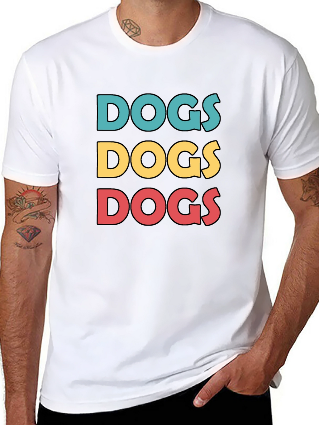 Dogs Graphic Print Crew Neck T-Shirt