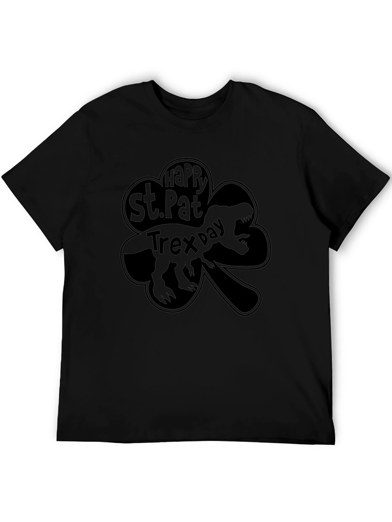 St. Pat-Trex Day Black Graphic T-Shirt